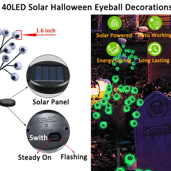 Halloween Solar Eyeball Light Sticks - Picture 5 of 6